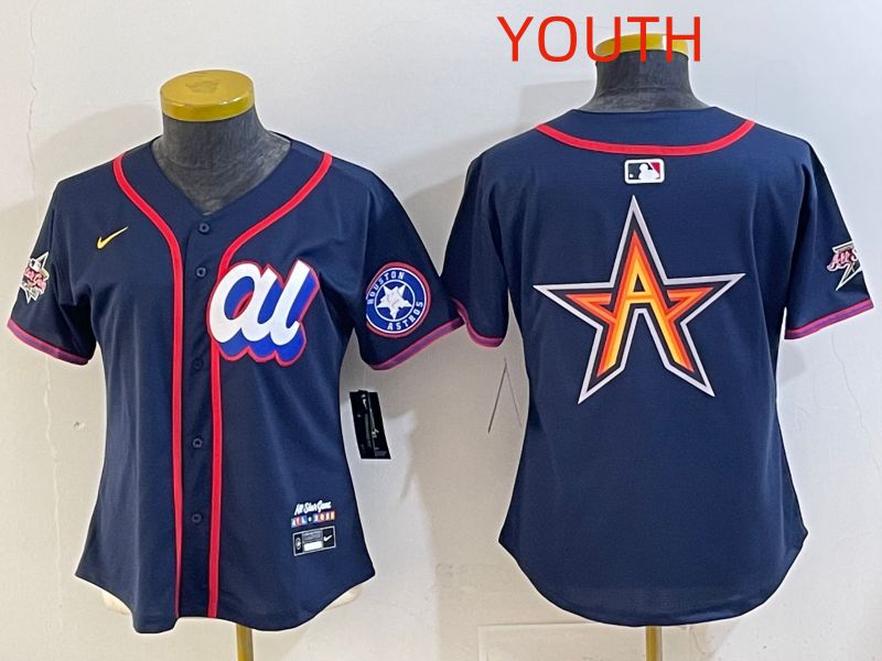 Youth 2025 Houston Astros Blank Drak Blue All star Nike MLB Jersey style 03